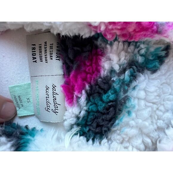 ANTHROPOLOGIE Rosemarie Hooded Sherpa Jacket Teddy Sweater Floral XS - Picture 12 of 12